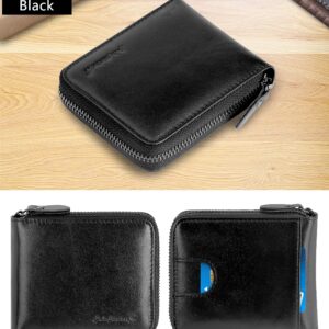 Admetus Wallet for Men Bifold Leather Zipper Wallet RFID Blocking Card Holder Black2019