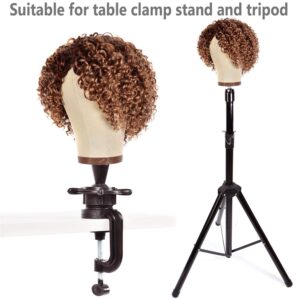 21''-24''Inch Wig Head Cork Canvas Block Head Mannequin Head With Stand for Making Wigs (22 inch, Brown)