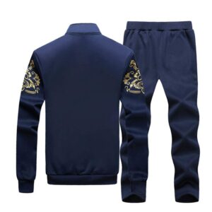 PASOK Men's Casual Tracksuit Full Zip Running Jogging Athletic Sports Jacket And Pants Set Blue L