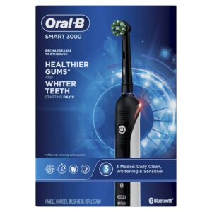 oral-b pro 3000 smartseries electric toothbrush with bluetooth connectivity, black edition