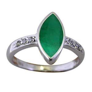 CaratYogi Choose Your Color Genuine Gemstone Silver Rings for Women Marquise Shape Jewelry Bezel-Setting Size 5-12