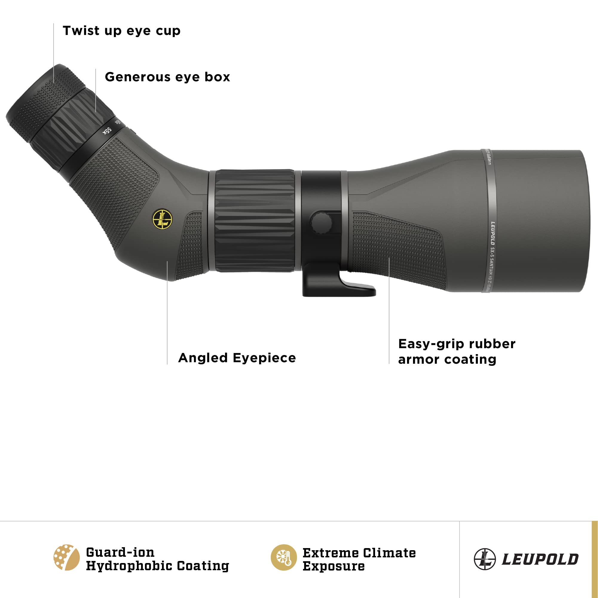 Leupold SX-5 Santiam HD 27-55x80mm Spotting Scope - Angled Eyepiece