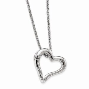 Jewels By Lux Silver-Tone Heart Pendant with Ring or Eyeglass Holder 18 inch Necklace