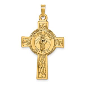 jewels by lux 14k yellow gold cross w/st. jude medal pendant