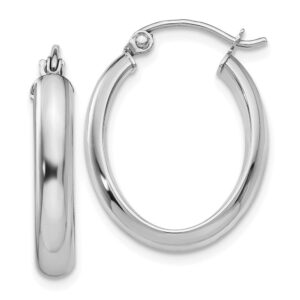 jewels by lux 10k white gold polished 3.5mm oval hoop earrings