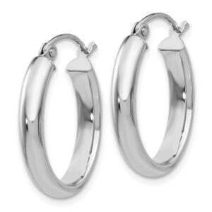 Jewels By Lux 10k White Gold Polished 3.5mm Oval Hoop Earrings