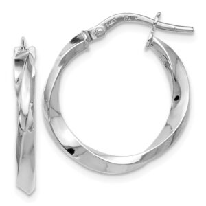 jewels by lux leslie's 14k white gold polished twisted hoop earrings