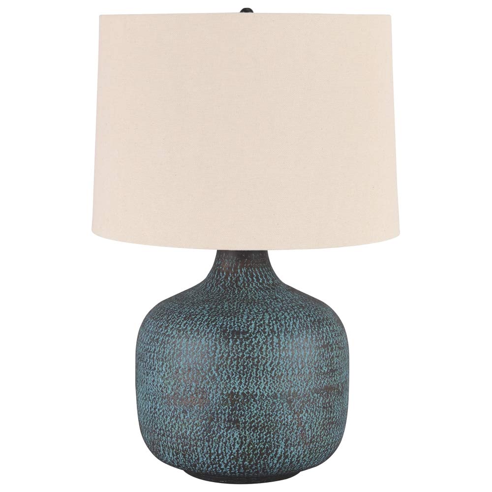 Signature Design by Ashley Malthace 24.5" Metal Accent Table Lamp, Beige, Copper, Blue & Bronze