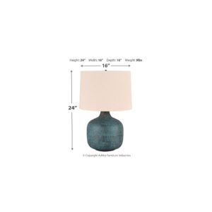 Signature Design by Ashley Malthace 24.5" Metal Accent Table Lamp, Beige, Copper, Blue & Bronze