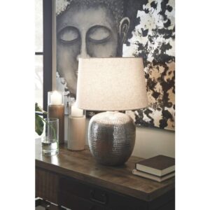 Signature Design by Ashley Malthace 24.5" Metal Accent Table Lamp, Beige, Copper, Blue & Bronze