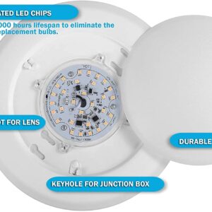 Lunabode LED 7.5" Dimmable LED Disk Light Flush Mount, Ceiling Light, Light Fixture, LED Lights, 15W (120W Equivalent), 120V, 5000K, Wet Location LED Light, 4/6" J-Box (Bright White, 6 Pack)