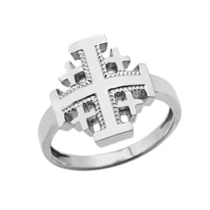 religious jewelry fine solid sterling silver jerusalem cross ring (size 7.5)