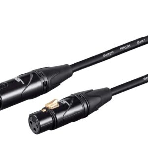 Monoprice Starquad XLR Male to XLR Female Microphone Cable - 3 Feet - Black, 24AWG, Optimized for Analog Audio - Gold Contacts - Stage Right Series