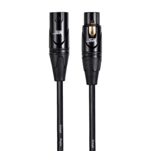 Monoprice Starquad XLR Male to XLR Female Microphone Cable - 3 Feet - Black, 24AWG, Optimized for Analog Audio - Gold Contacts - Stage Right Series