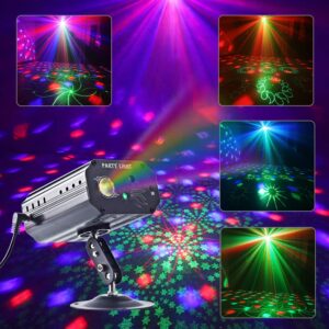 party lights, rgb 3 lens remote party laser light sound activated dj lights dj disco stage laser light led projector for christmas halloween decorations present birthday gathering wedding ktv bar