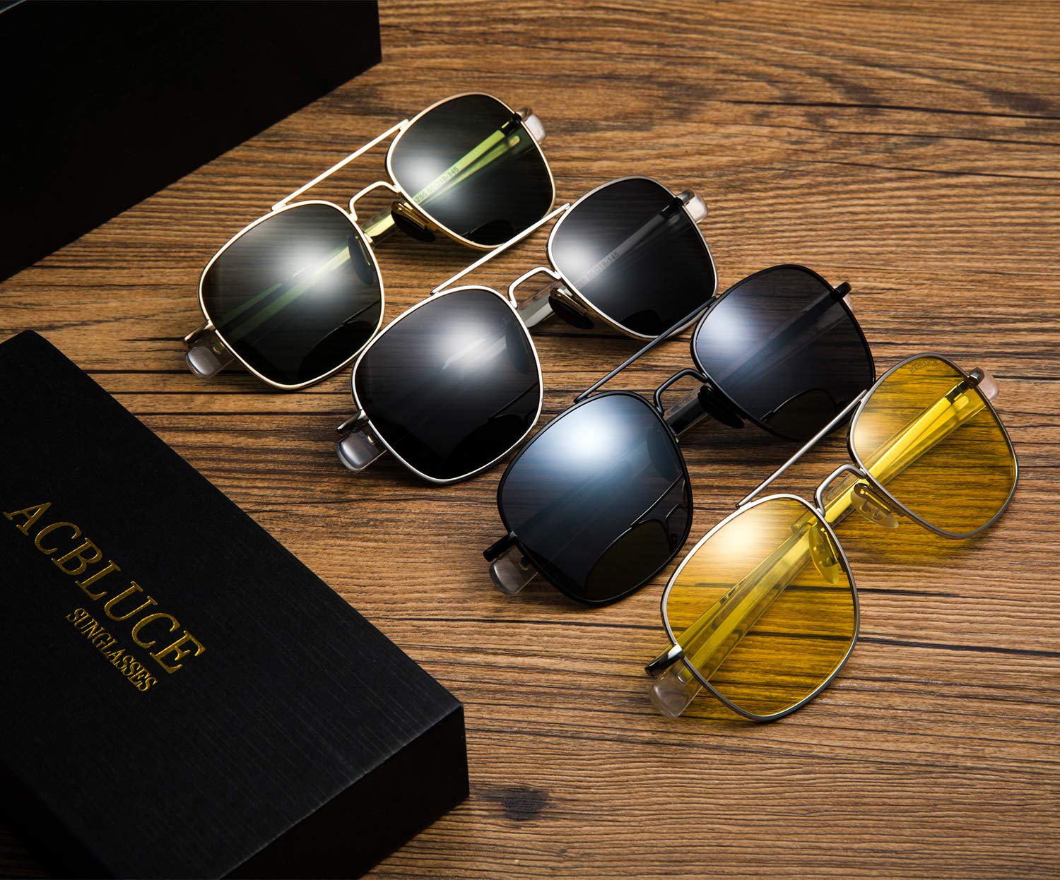 ACBLUCE Pilot Aviator Sunglasses for Men Women Retro Military Navigator Army Polarized Classic Gold Glasses