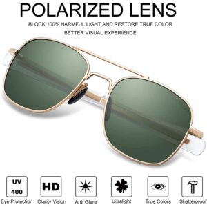 ACBLUCE Pilot Aviator Sunglasses for Men Women Retro Military Navigator Army Polarized Classic Gold Glasses