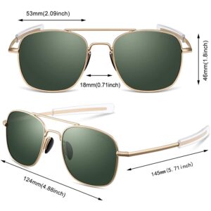 ACBLUCE Pilot Aviator Sunglasses for Men Women Retro Military Navigator Army Polarized Classic Gold Glasses