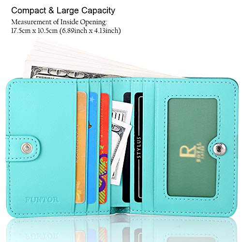 FUNTOR Small Wallets for Women, Ladies Small Compact Bifold Pocket RFID Blocking Genuine Leather Wallet for Women