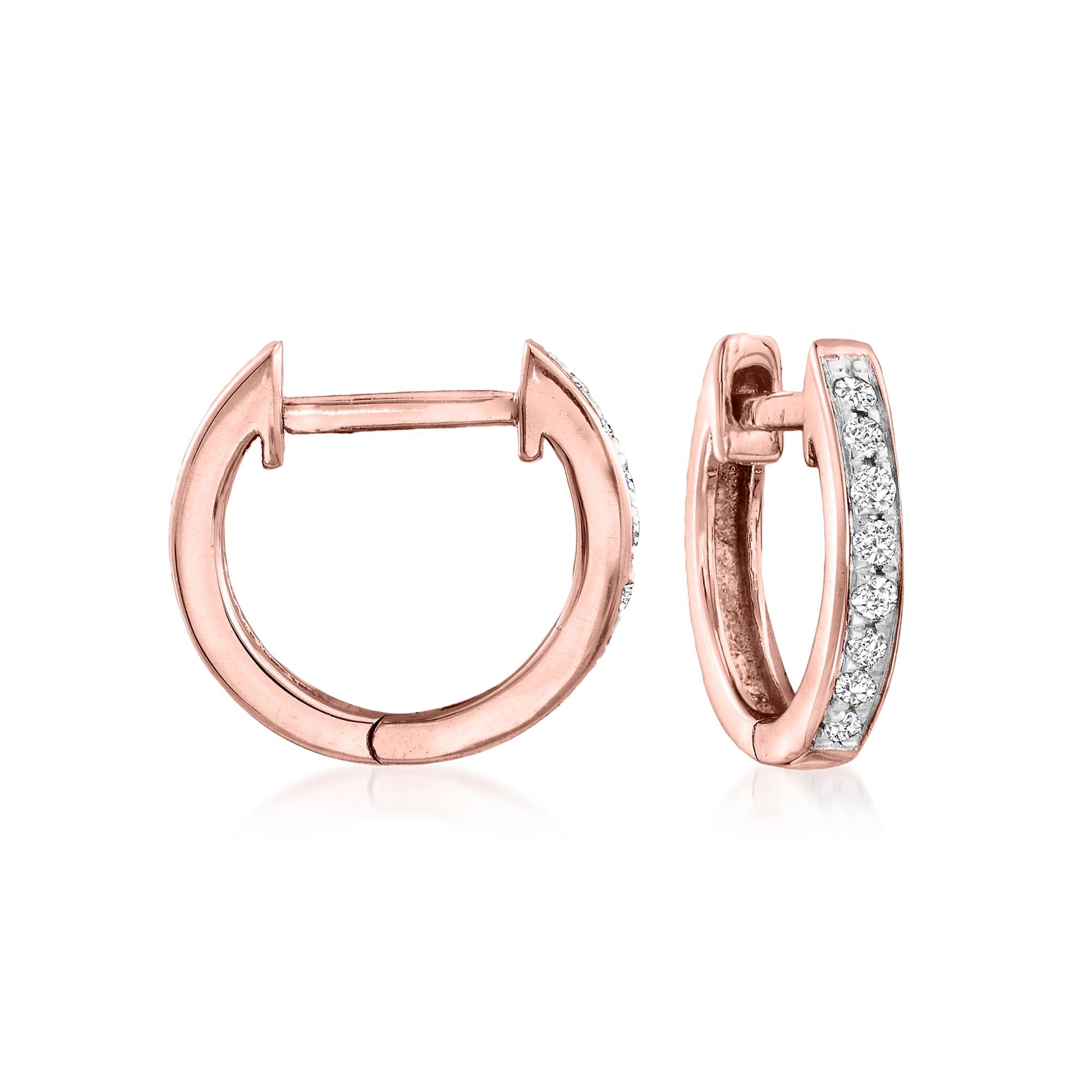 RS Pure by Ross-Simons 0.10 ct. t.w. Diamond Huggie Hoop Earrings in 14kt Rose Gold