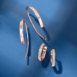 RS Pure by Ross-Simons 0.10 ct. t.w. Diamond Huggie Hoop Earrings in 14kt Rose Gold