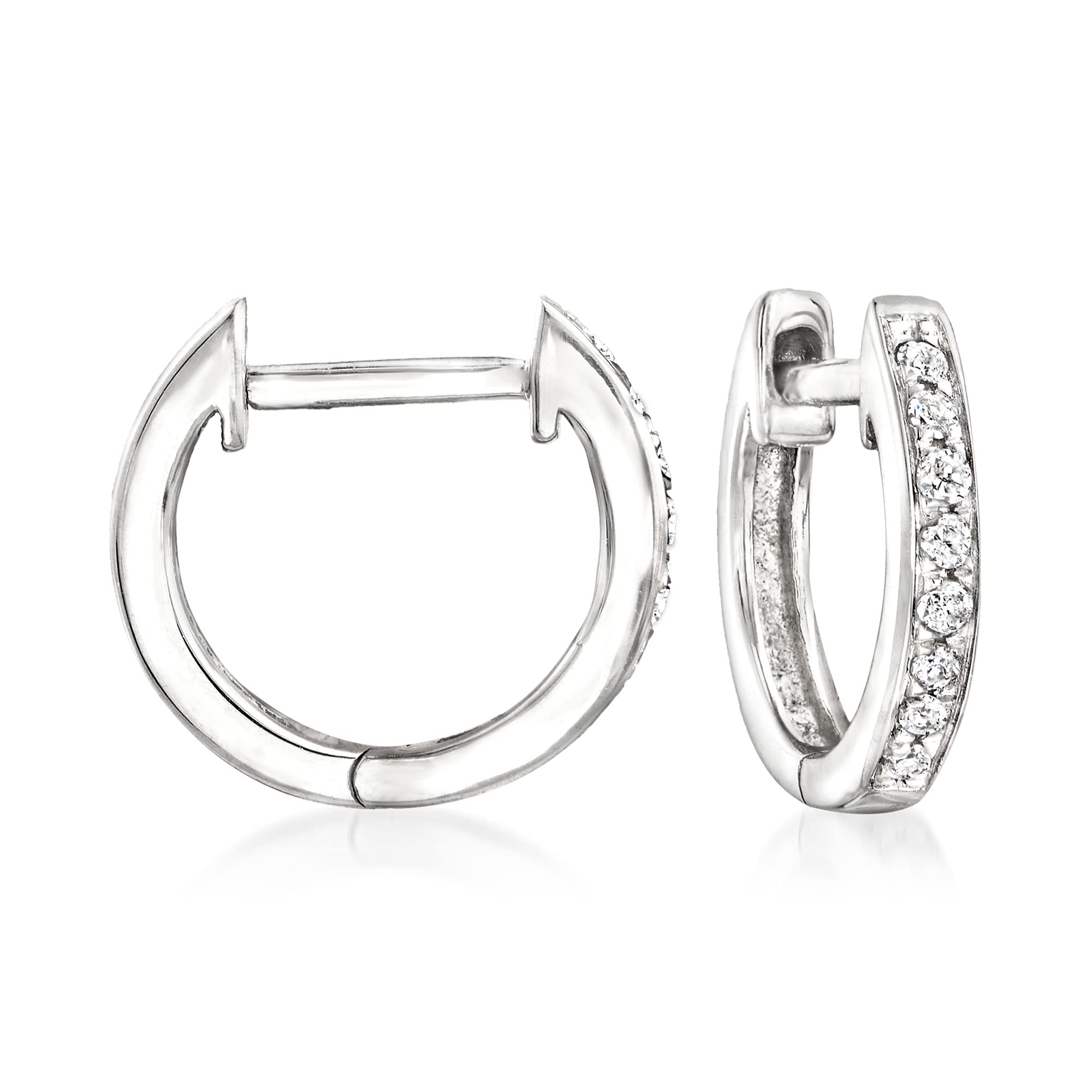 Ross-Simons 0.10 ct. t.w. Diamond Huggie Hoop Earrings in 14kt Gold