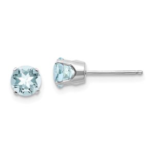 fb jewels solid 14k white gold 5mm aquamarine stud earrings