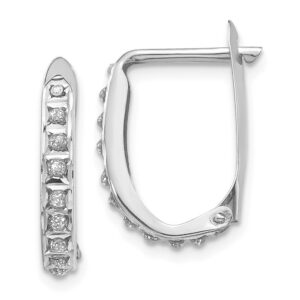 FB Jewels Solid 14K White Gold Diamond Fascination Leverback Hoop Earrings