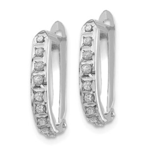 FB Jewels Solid 14K White Gold Diamond Fascination Leverback Hoop Earrings