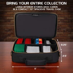 ENHANCE MTG Card Travel Bag with Divider Compartments, Storage for Pencils, Dice and Tokens - Compatible with Magic The Gathering, Card Games Against Humanity and More