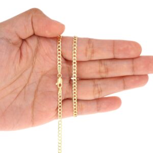 Nuragold 14k Yellow Gold 3mm Solid Cuban Curb Link Chain Pendant Necklace, Mens Womens Jewelry 16" 18" 20" 22" 24" 26" 28" 30"