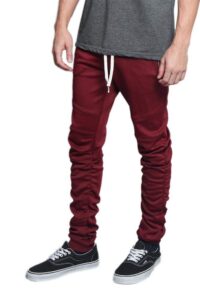 men's scrunched bungee calf solid color sectional knee drawstring premium track pants tr547 - burgundy - 4x-large - gg8e