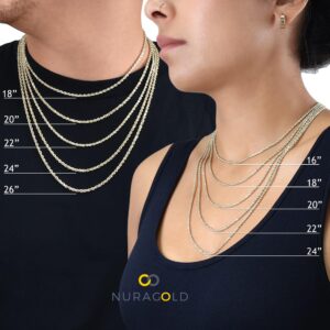 Nuragold 14k Yellow Gold 3mm Rope Chain Diamond Cut Necklace, Mens Womens Jewelry 16" 18" 20" 22" 24" 26" 28" 30"