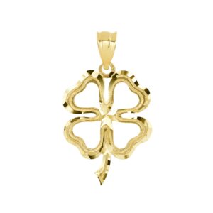 CaliRoseJewelry 10k Lucky Charm Four Leaf Clover Shamrock Irish Pendant in Yellow Gold