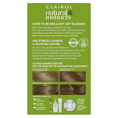 Clairol Natural Instincts Demi-Permanent Hair Dye, 7 Dark Blonde Hair Color, Pack of 1