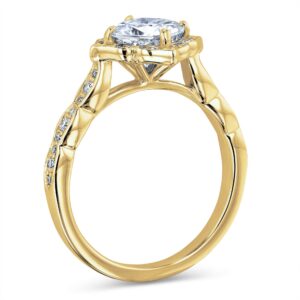 Kobelli 1 1/3 CTW Cushion Moissanite (G-H) Floral Halo Engagement Ring 14k White Gold (GH/VS, GH/I1-I2), 7.5