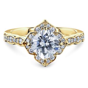 Kobelli 1 1/3 CTW Cushion Moissanite (G-H) Floral Halo Engagement Ring 14k White Gold (GH/VS, GH/I1-I2), 7.5