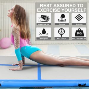 10ft Inflatable Gymnastics Tumbling Mat 4" Thick Air Tumble Track Gymnastics Training Mat with Electric Air Pump for Home Use/Tumble/Gym/Exercise/Training/Cheerleading/Yoga/Parkour/Beach/Park/Water