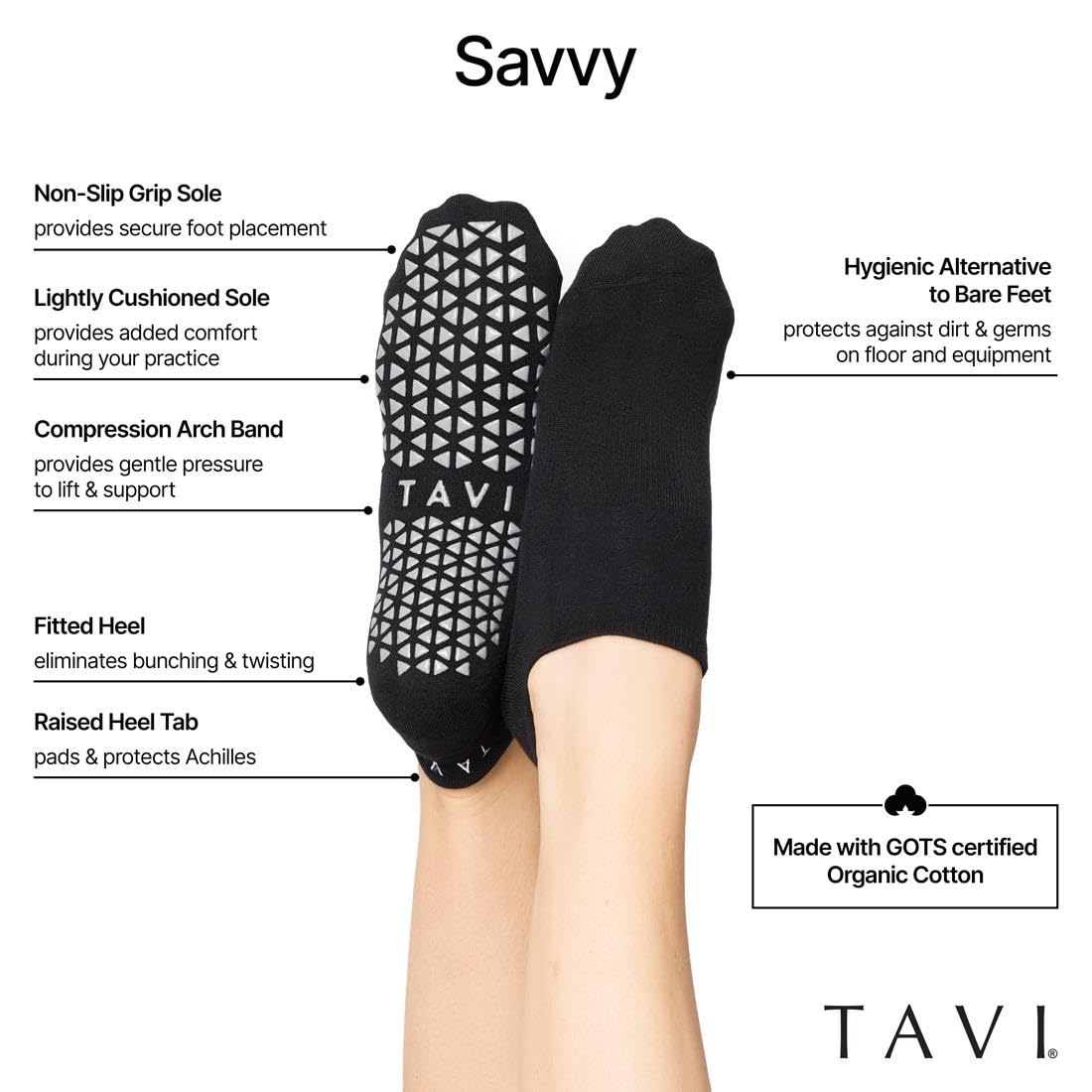 TAVI NOIR Women’s Savvy Non-Slip Socks, Haze, Small