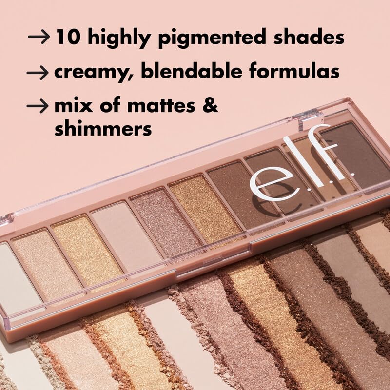 e.l.f. Perfect 10 Eyeshadow Palette, Ten Ultra-pigmented Nude, Matte Shades, Blendable Formula, Vegan & Cruelty-free, Nude Mood (Packaging May Vary)