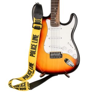 Rinastore Guitar Strap Yellow POLICE LINE Includes Strap Button & 2 Strap Locks Shoulder Straps For Bass, Electric & Acoustic Guitars2