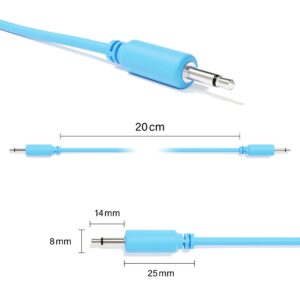 ExcelValley - Mono Modular Patch Cables TS 3.5mm 1/8 inch Eurorack Synthesizer [6A-Pack | 30 cm - 11.81"]