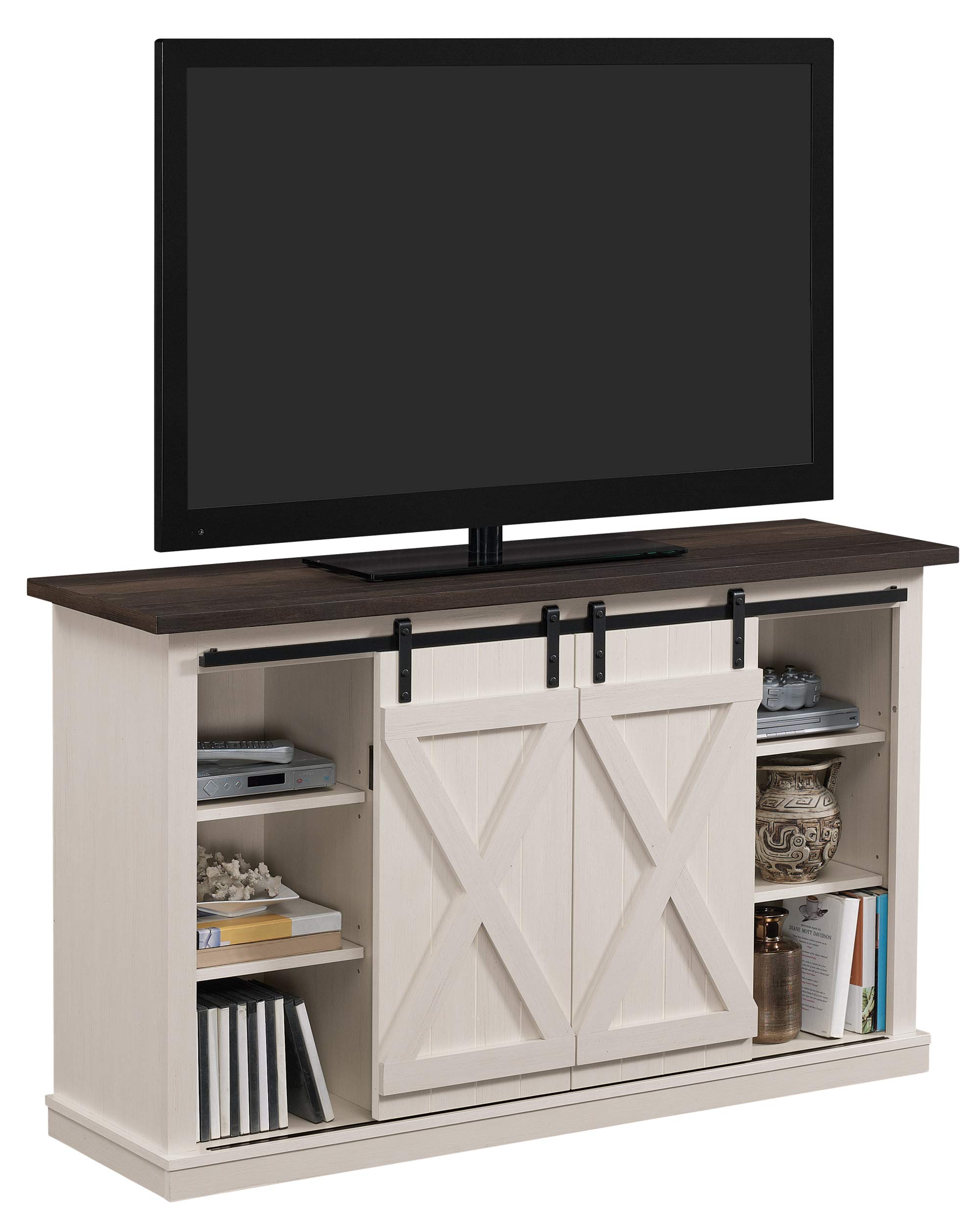 Pamari Wrangler Sliding Barn Door TV Stand, Off-White