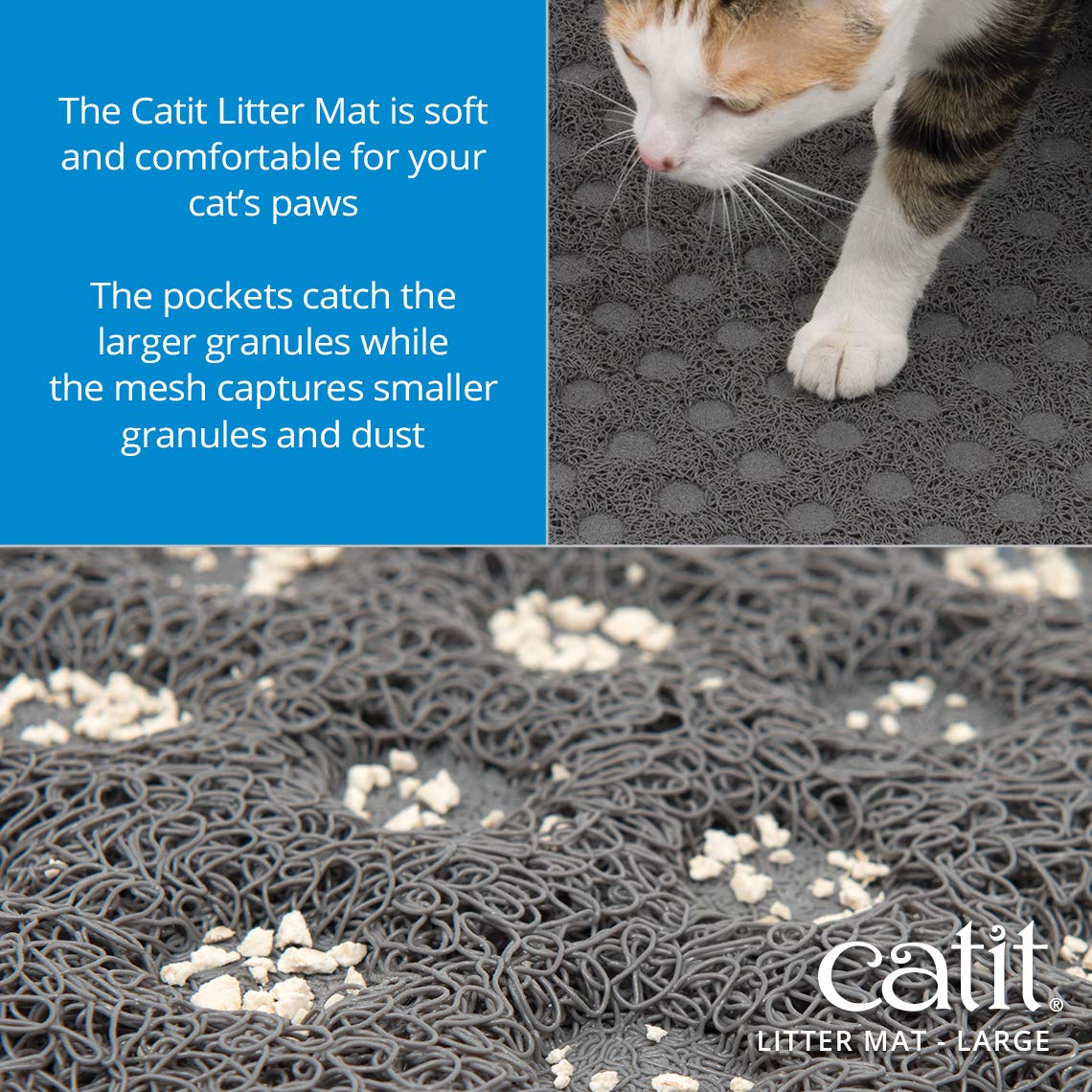 Catit Cat Litter Mat, Rectangle, Large, Grey, 44366