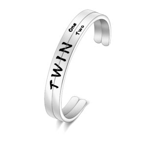 ENSIANTH Twins Gift Twin Bracelet Twin One Twin Two Cuff Bangle (Twin Cuff Set)