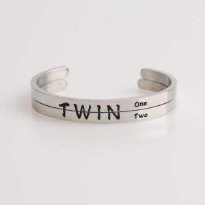 ENSIANTH Twins Gift Twin Bracelet Twin One Twin Two Cuff Bangle (Twin Cuff Set)