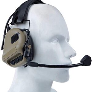 ATAIRSOFT Tactical Headset Wargame Hunting Headphone Without Noise Cancellation Function (Tan)