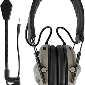 ATAIRSOFT Tactical Headset Wargame Hunting Headphone Without Noise Cancellation Function (Tan)