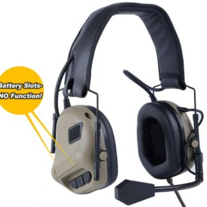 ATAIRSOFT Tactical Headset Wargame Hunting Headphone Without Noise Cancellation Function (Tan)