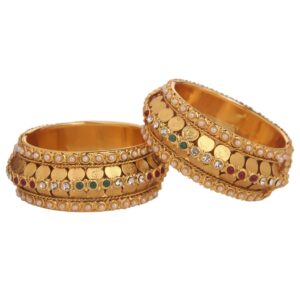 efulgenz fashion jewelry indian bollywood 14 k gold plated faux pearl bracelets bangle set for women (2.4, style2)